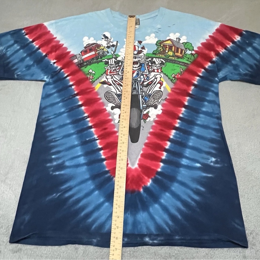 2011 Grateful Dead Deadhead Band Tshirt Crossing Biker Liquid Blue Tie Dye XL - Picture 9 of 9